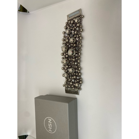 HSN CHAIN METAL BRACELET WITH CLUSTERS OF BEADS - Picture 9 of 11